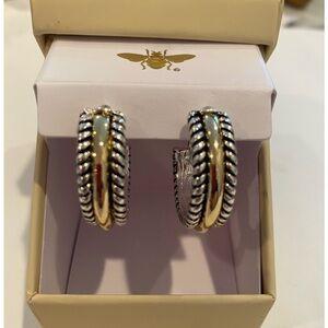 Mixed metal cable rope Hoop Earrings